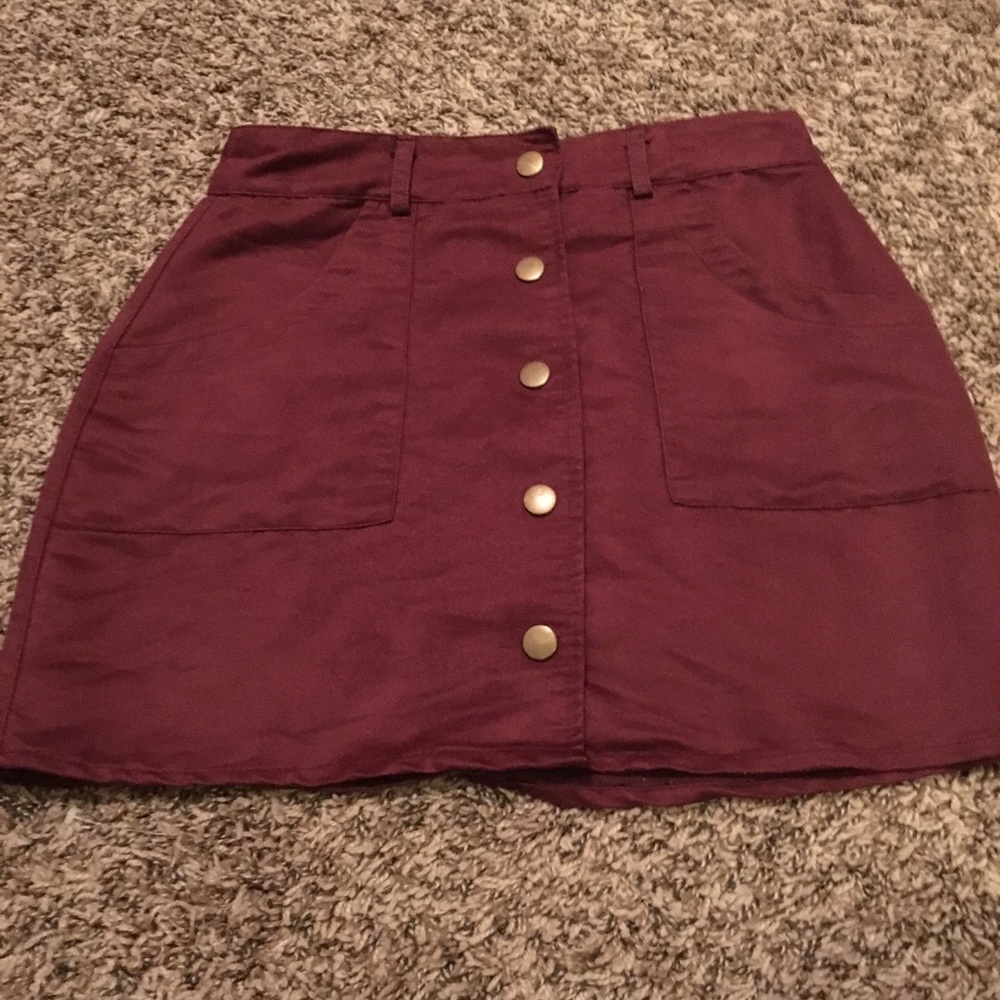 Maroon button up skirt
